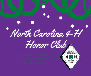 Flyer for NC 4-H Honor Club