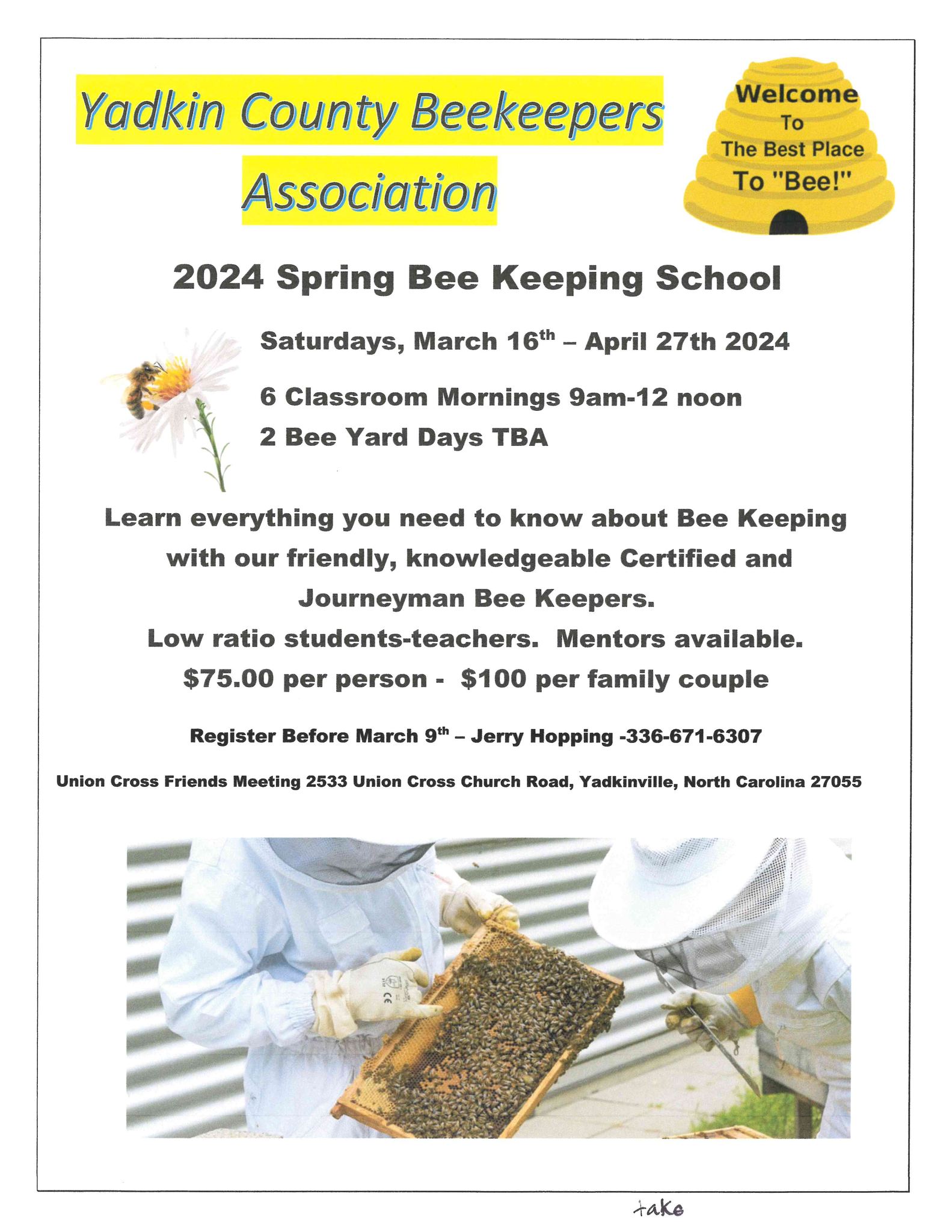 2024 Bee Keeping School flyer.