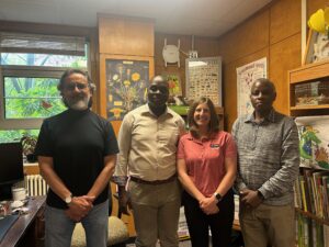 Visiting colleague, Ken Monjero poses with NC State faculty Jose Cisneros, Liz Driscoll and Peter Ojiambo
